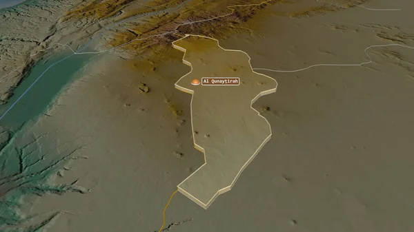 Ampliar Quneitra Provincia Siria Extruido Perspectiva Oblicua Mapa Topográfico Relieve — Foto de Stock