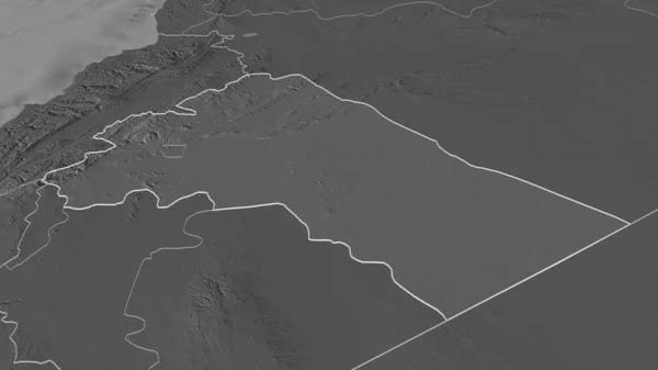 Zoom Rif Dimashq Province Syria Outlined Oblique Perspective Bilevel Elevation — Stock Photo, Image