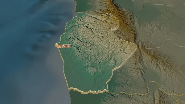 Aproxime Tartus Província Síria Extrudido Perspectiva Óbvia Mapa Topográfico Relevo — Fotografia de Stock