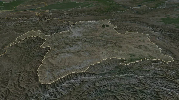 Ampliar Gorno Badakhshan Región Tayikistán Delineado Perspectiva Oblicua Imágenes Satélite — Foto de Stock