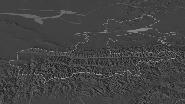 レニナバード タジキスタンの地域 のズームアウト概要 嘘の見方だ 地表水と二階の標高マップ 3Dレンダリング — ストック写真