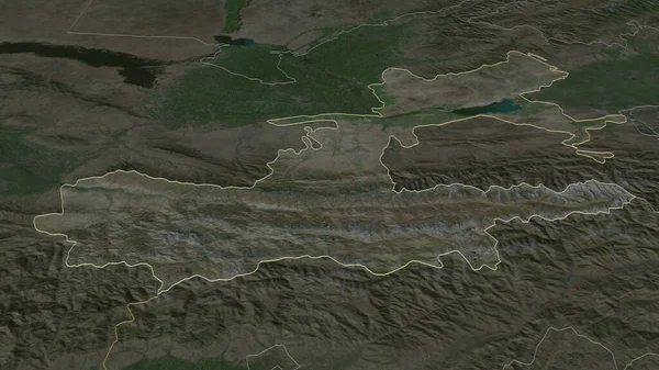 Enfoque Leninabad Región Tayikistán Esbozado Perspectiva Oblicua Imágenes Satélite Renderizado — Foto de Stock