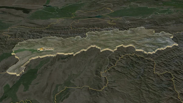 タジキスタンのタジキスタン領 でズームアウト 嘘の見方だ 衛星画像 3Dレンダリング — ストック写真