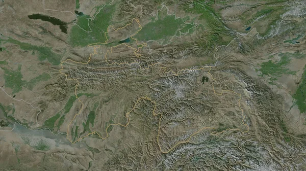 Очертания Территории Таджикистана Спутниковые Снимки Рендеринг — стоковое фото
