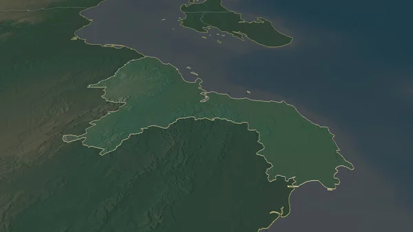 Zoom Dar Salaam Regione Della Tanzania Delineato Prospettiva Obliqua Mappa — Foto Stock