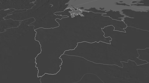 Zoom Geita Regione Della Tanzania Delineato Prospettiva Obliqua Mappa Elevazione — Foto Stock