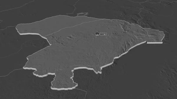 Ampliar Iringa Región Tanzania Extruido Perspectiva Oblicua Mapa Elevación Bilevel — Foto de Stock