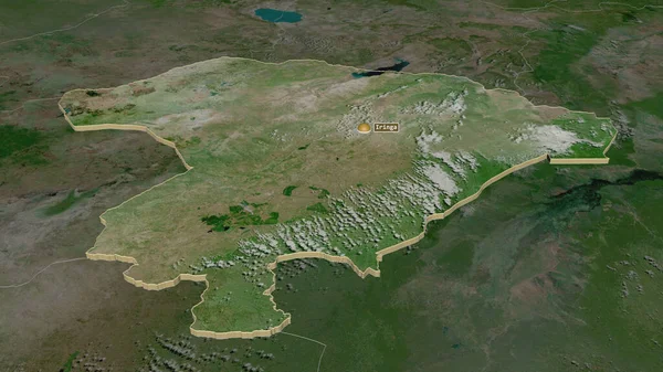 Inzoomen Iringa Regio Tanzania Geëxtrudeerd Obliek Perspectief Satellietbeelden Weergave — Stockfoto