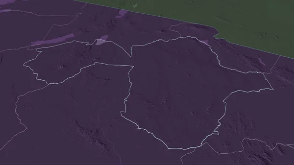 Zoom Manyara Regione Della Tanzania Delineato Prospettiva Obliqua Mappa Colorata — Foto Stock