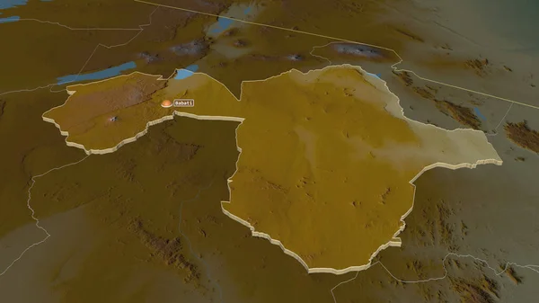 Zoom Manyara Regione Della Tanzania Estruso Prospettiva Obliqua Mappa Topografica — Foto Stock