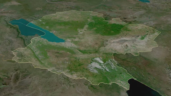 Zooma Mbeya Regionen Tanzania Som Beskrivs Svagt Perspektiv Satellitbilder Rendering — Stockfoto