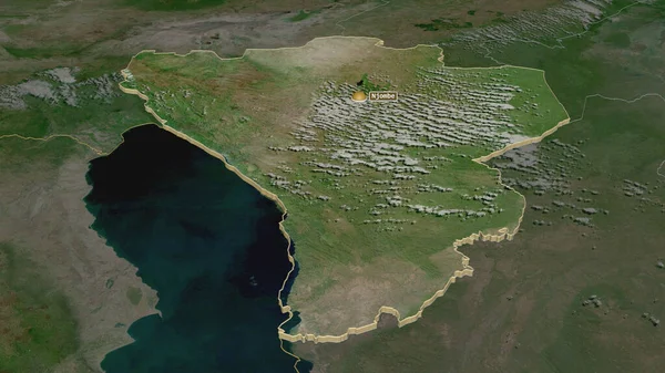 Přiblížit Njombe Oblast Tanzanie Protlačený Úhlová Perspektiva Satelitní Snímky Vykreslování — Stock fotografie