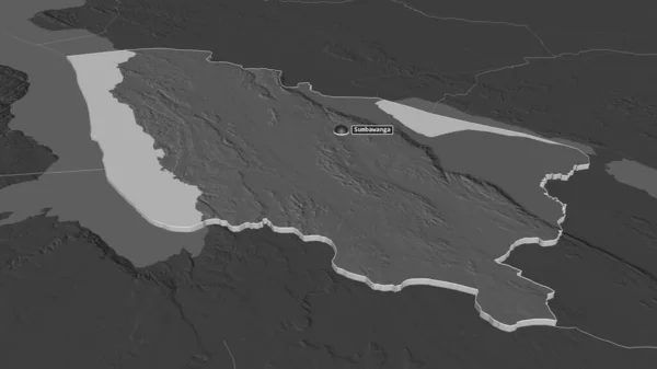 Zoom Rukwa Regione Della Tanzania Estruso Prospettiva Obliqua Mappa Elevazione — Foto Stock