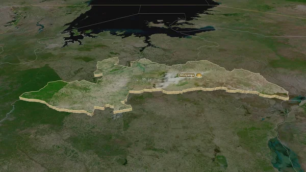 Zoom Shinyanga Regione Della Tanzania Estruso Prospettiva Obliqua Immagini Satellitari — Foto Stock