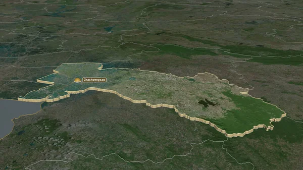 Ampliar Chachoengsao Provincia Tailandia Extruido Perspectiva Oblicua Imágenes Satélite Renderizado — Foto de Stock