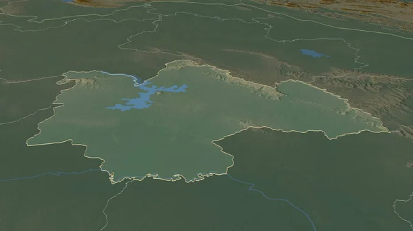 Powiększ Kalasin Prowincja Tajlandii Perspektywa Ukośna Mapa Pomocy Topograficznej Wodami — Zdjęcie stockowe