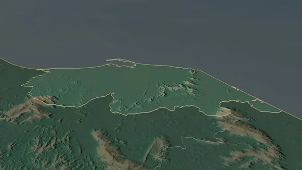Zooma Pattani Provinsen Thailand Beskrivs Svagt Perspektiv Topografisk Reliefkarta Med — Stockfoto