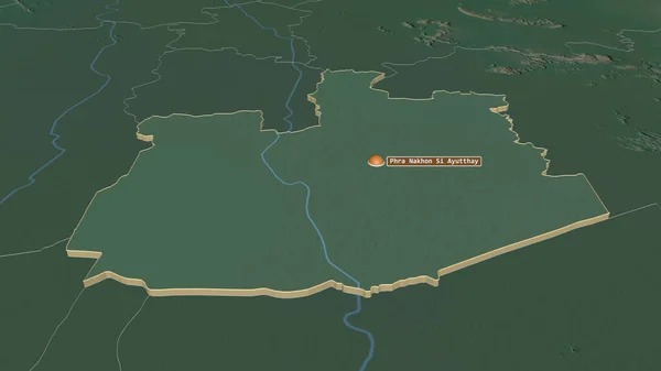 Phra Nakhon Ayutthaya タイ国 のズームアウト 嘘の見方だ 地表水と地形救援マップ 3Dレンダリング — ストック写真