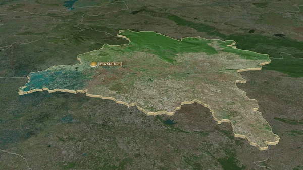 Zoom Prachin Buri Provincia Tailandia Extruido Perspectiva Oblicua Imágenes Satélite — Foto de Stock