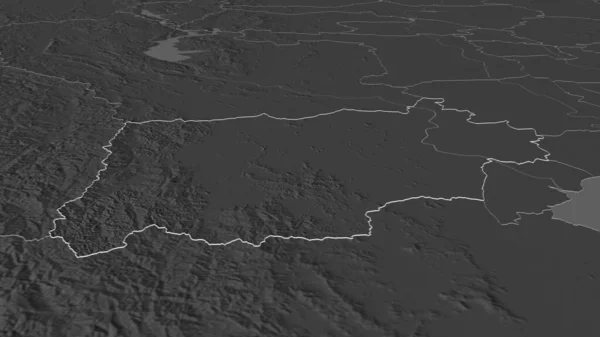 Ampliar Ratchaburi Provincia Tailandia Esbozado Perspectiva Oblicua Mapa Elevación Bilevel — Foto de Stock