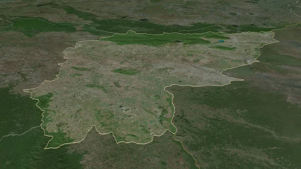 将重点放在Sa Kaeo 泰国省 斜的角度 卫星图像 3D渲染 — 图库照片