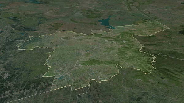 Zoom Sur Saraburi Province Thaïlande Perspective Oblique Imagerie Satellite Rendu — Photo