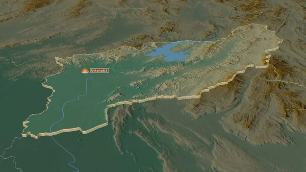 Zoom Uttaradit Província Tailândia Extrudido Perspectiva Óbvia Mapa Topográfico Relevo — Fotografia de Stock