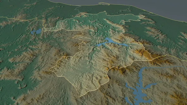 Ampliar Yala Provincia Tailandia Esbozado Perspectiva Oblicua Mapa Topográfico Relieve — Foto de Stock