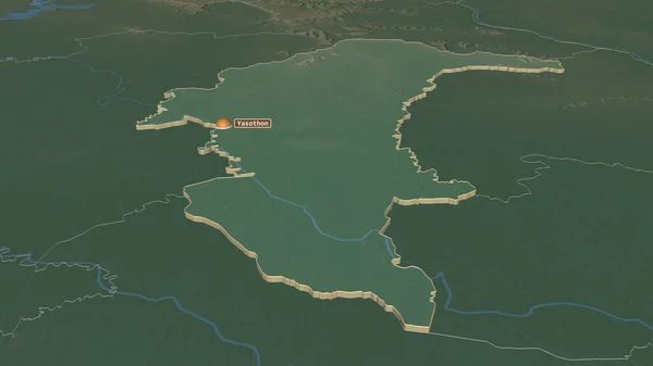 ヤソン タイ州 でズーム押出 嘘の見方だ 地表水と地形救援マップ 3Dレンダリング — ストック写真