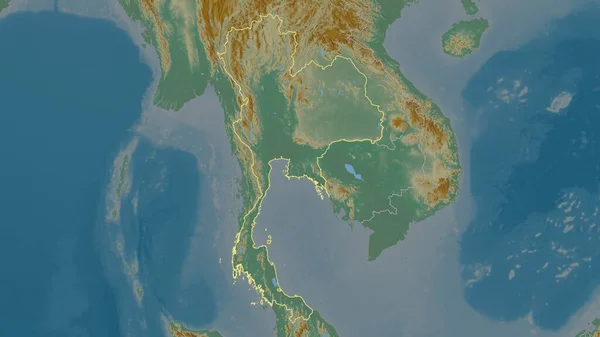 Σχηματισμένο Σχήμα Της Περιοχής Της Ταϊλάνδης Τοπογραφικός Ανάγλυφος Χάρτης Επιφανειακά — Φωτογραφία Αρχείου