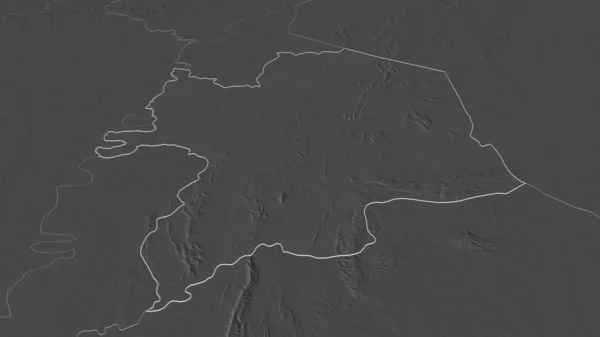 Zoom Kara Regione Del Togo Delineato Prospettiva Obliqua Mappa Elevazione — Foto Stock