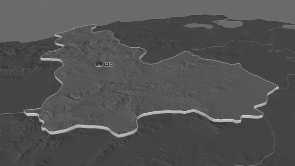 Powiększenie Beja Gubernator Tunezji Ekstrudowane Perspektywa Ukośna Dwupoziomowa Mapa Wysokości — Zdjęcie stockowe