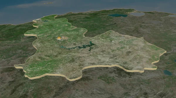 チュニジア政府 でズームが押出ました 嘘の見方だ 衛星画像 3Dレンダリング — ストック写真