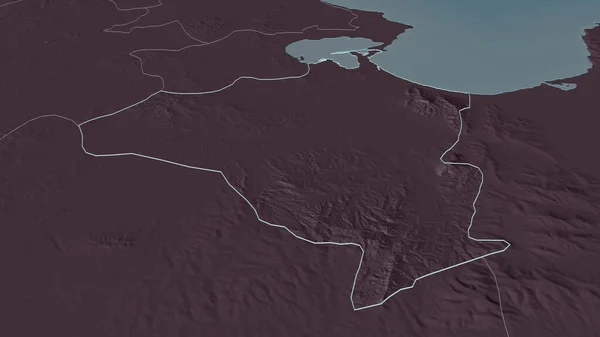 Увеличьте Бен Арус Провинция Тунис Очерченные Непристойная Перспектива Цветная Карта — стоковое фото