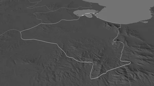 Zoom Ben Arous Governatorato Della Tunisia Delineato Prospettiva Obliqua Mappa — Foto Stock