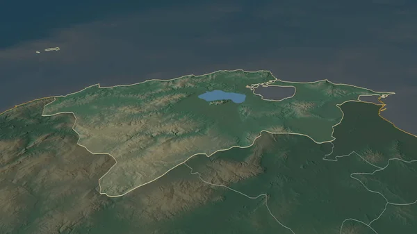 Ampliar Bizerte Provincia Túnez Esbozado Perspectiva Oblicua Mapa Topográfico Relieve —  Fotos de Stock