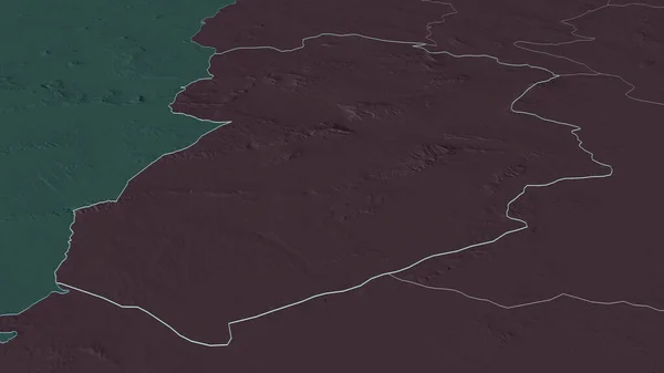 Zoom Kasserine Governatorato Della Tunisia Delineato Prospettiva Obliqua Mappa Colorata — Foto Stock