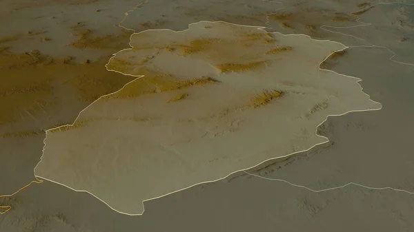 概述了加塞林 突尼斯省 的情况 斜的角度 带有地表水的地形图 3D渲染 — 图库照片