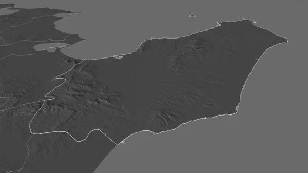 Zoom Nabeul Governadoria Tunísia Delineado Perspectiva Óbvia Bilevel Mapa Elevação — Fotografia de Stock