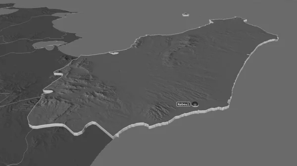 Přiblížit Nabeul Guvernér Tuniska Vytlačen Úhlová Perspektiva Bilevel Elevační Mapa — Stock fotografie