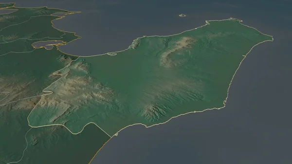 Zoom Auf Nabeul Gouvernement Von Tunesien Skizziert Schräge Perspektive Topographische — Stockfoto