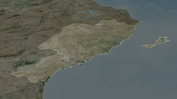 Přiblížit Sfax Guvernér Tuniska Nastínil Úhlová Perspektiva Satelitní Snímky Vykreslování — Stock fotografie