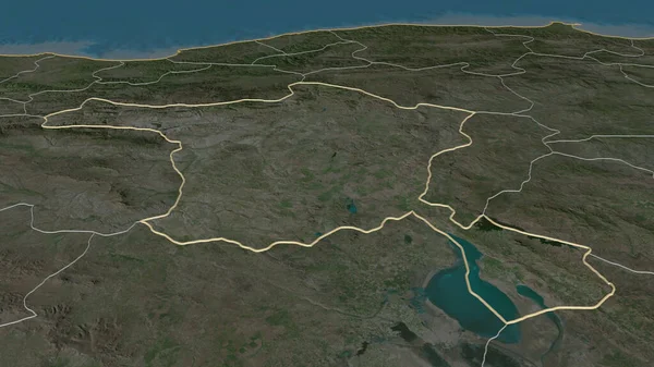 概述了安卡拉 土耳其省 的情况 斜的角度 卫星图像 3D渲染 — 图库照片
