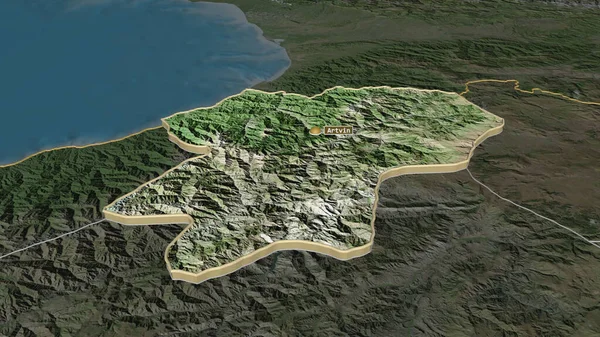 Zoom Sur Artvin Province Turquie Extrudé Perspective Oblique Imagerie Satellite — Photo