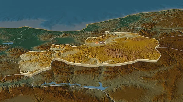 Zoom Bolu Turchia Estruso Prospettiva Obliqua Mappa Topografica Rilievo Con — Foto Stock