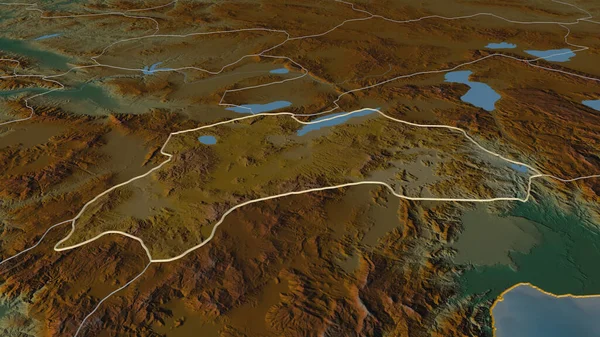 Увеличь Бурдур Провинция Турции Непристойная Перспектива Карта Рельефа Поверхностными Водами — стоковое фото