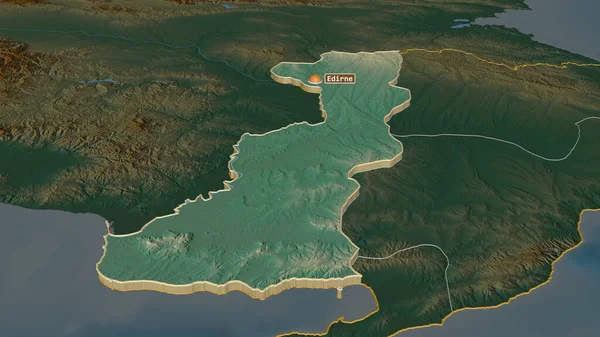 Ampliar Edirne Provincia Turquía Extruido Perspectiva Oblicua Mapa Topográfico Relieve — Foto de Stock