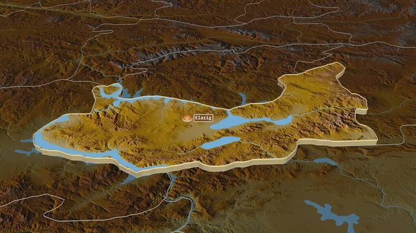 Zoom Elazg Província Turquia Extrudido Perspectiva Óbvia Mapa Topográfico Relevo — Fotografia de Stock