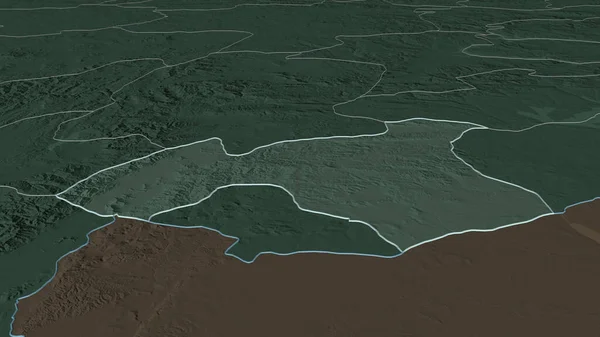 Gaziantep トルコの州 にズームアウト概要 嘘の見方だ 水面と行政区画の色と衝突した地図 3Dレンダリング — ストック写真