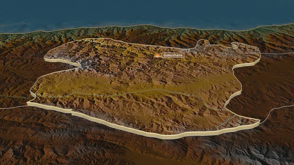 Ampliar Gumushane Provincia Turquía Extruido Perspectiva Oblicua Mapa Topográfico Relieve — Foto de Stock